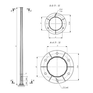 Силовая фланцевая (чертеж на 6 отверстий)