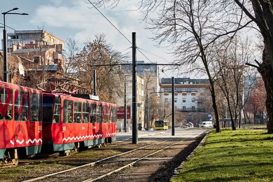 Опори контактної мережі багатогранні кріплення трамвайних ліній