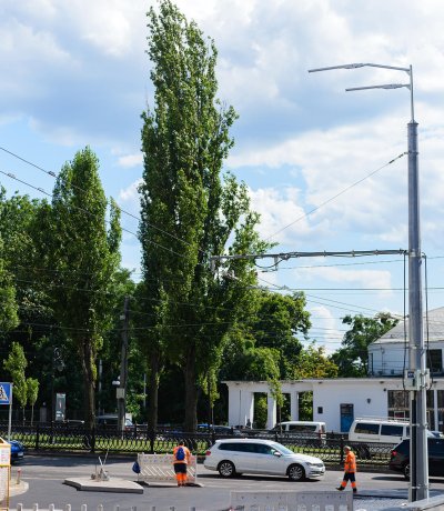 Contact line poles in Kyiv