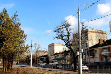 Contact line poles in Mykolaiv