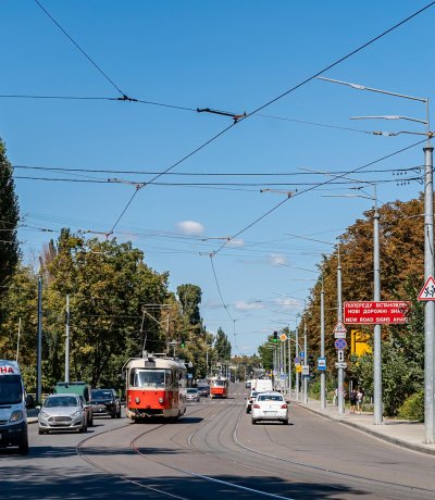 Contact line poles in Kyiv