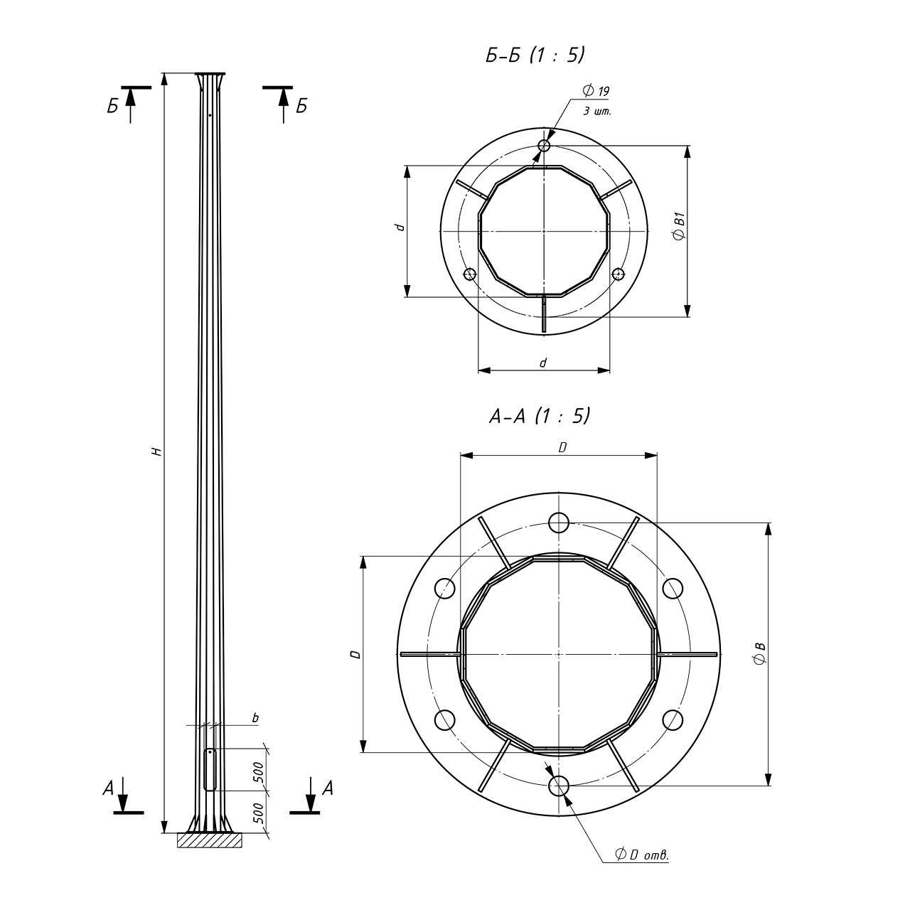 Чертеж фланца газ 66